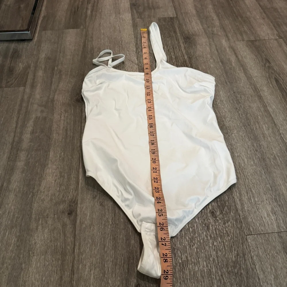 White asymmetrical thong bodysuit